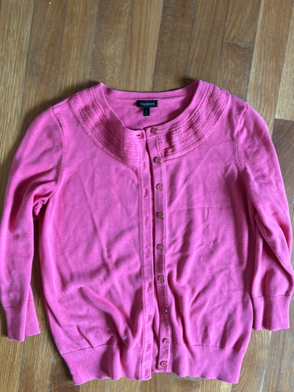 Talbots 3/4 Sleeve Pink Cardigan - Size S